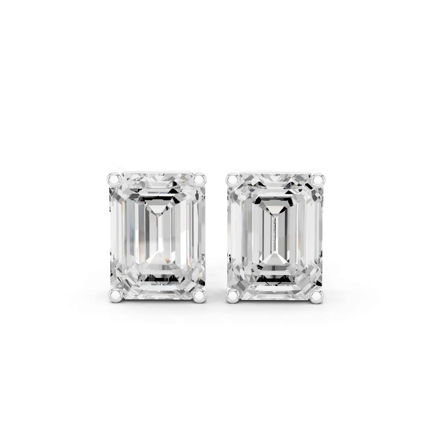 Boucles d'oreilles Puces Iris 2,75 ct en or blanc 18 carats, diamant taille émeraude, vue 1