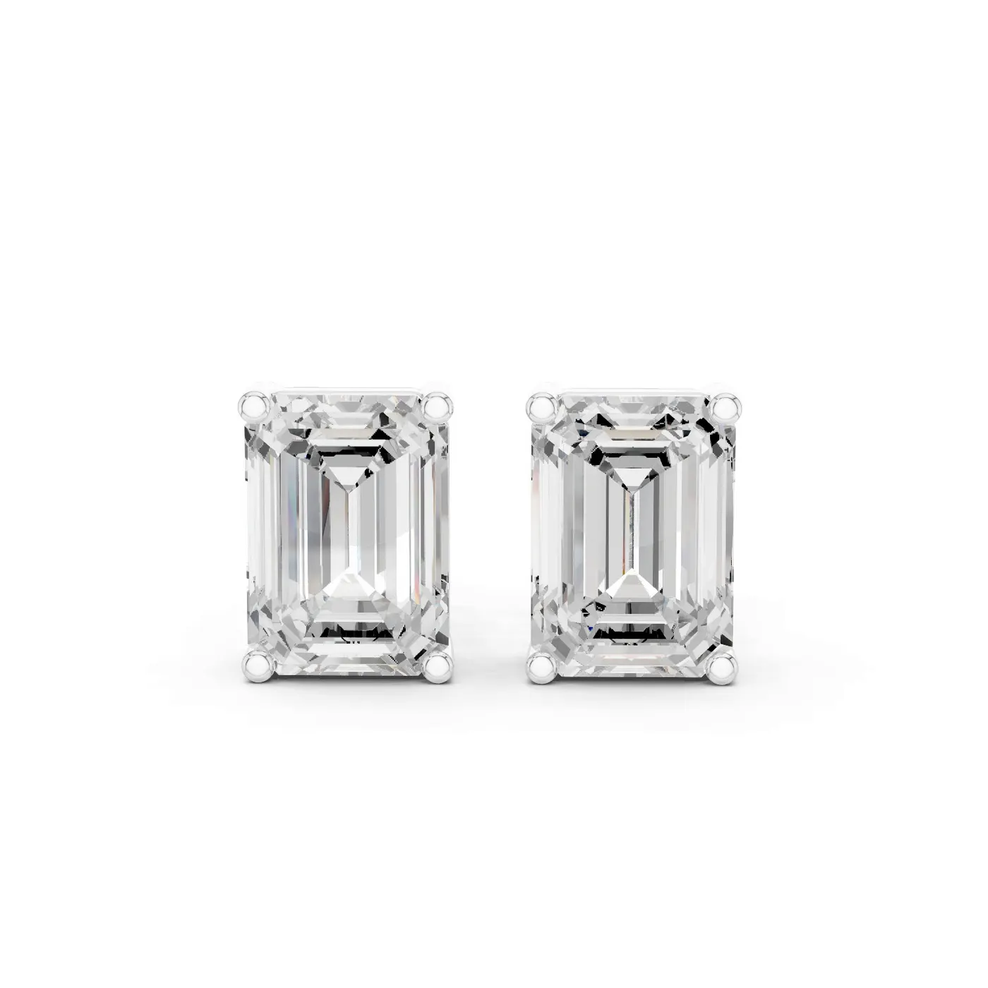 Boucles d'oreilles Puces Iris 3,50 ct en or blanc 18 carats, diamant taille émeraude, vue 1