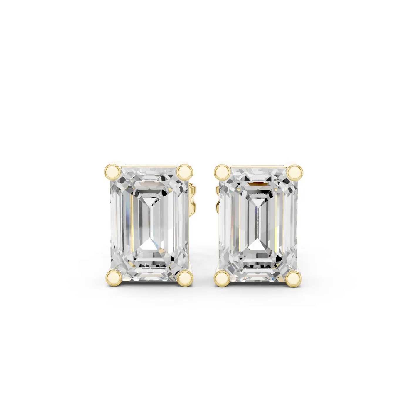 Boucles d'oreilles Puces Iris 0,50 ct en or jaune 18 carats, diamant taille émeraude, vue 1