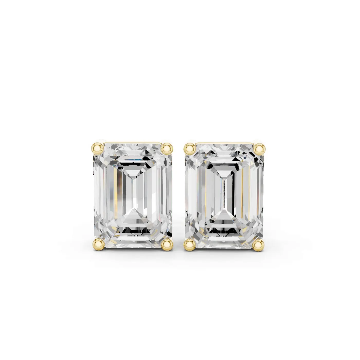Boucles d'oreilles Puces Iris 1,25 ct en or jaune 18 carats, diamant taille émeraude, vue 1