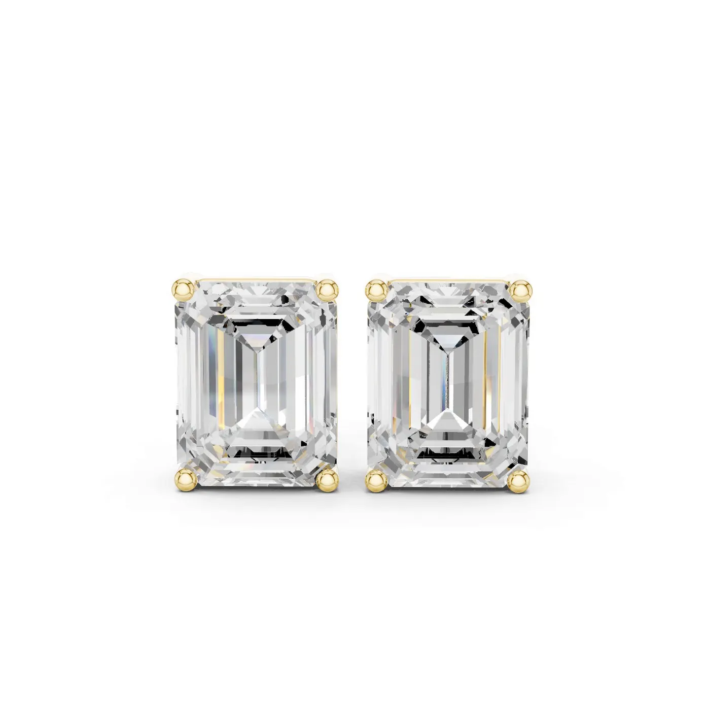 Boucles d'oreilles Puces Iris 2,00 ct en or jaune 18 carats, diamant taille émeraude, vue 1