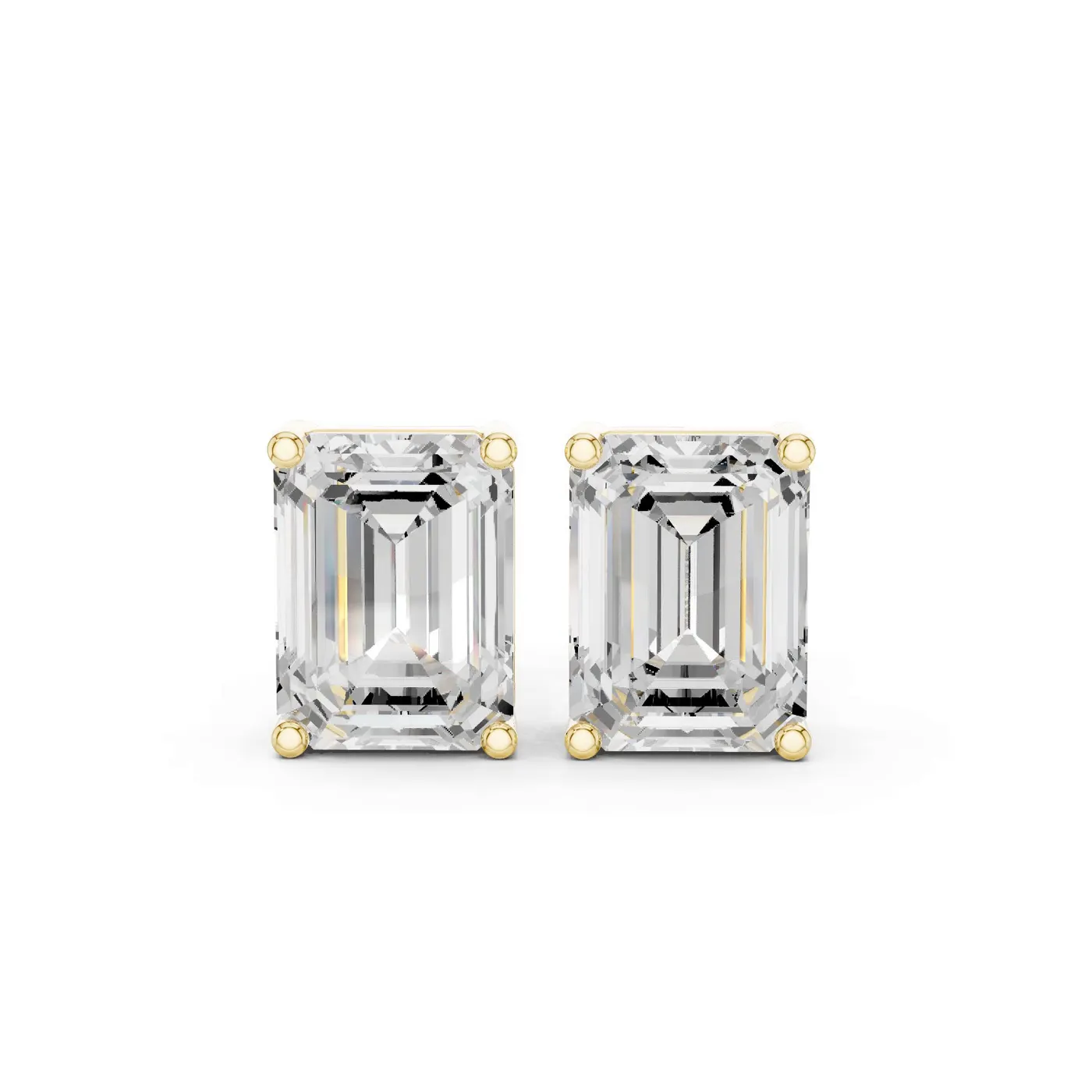 Boucles d'oreilles Puces Iris 2,50 ct en or jaune 18 carats, diamant taille émeraude, vue 1