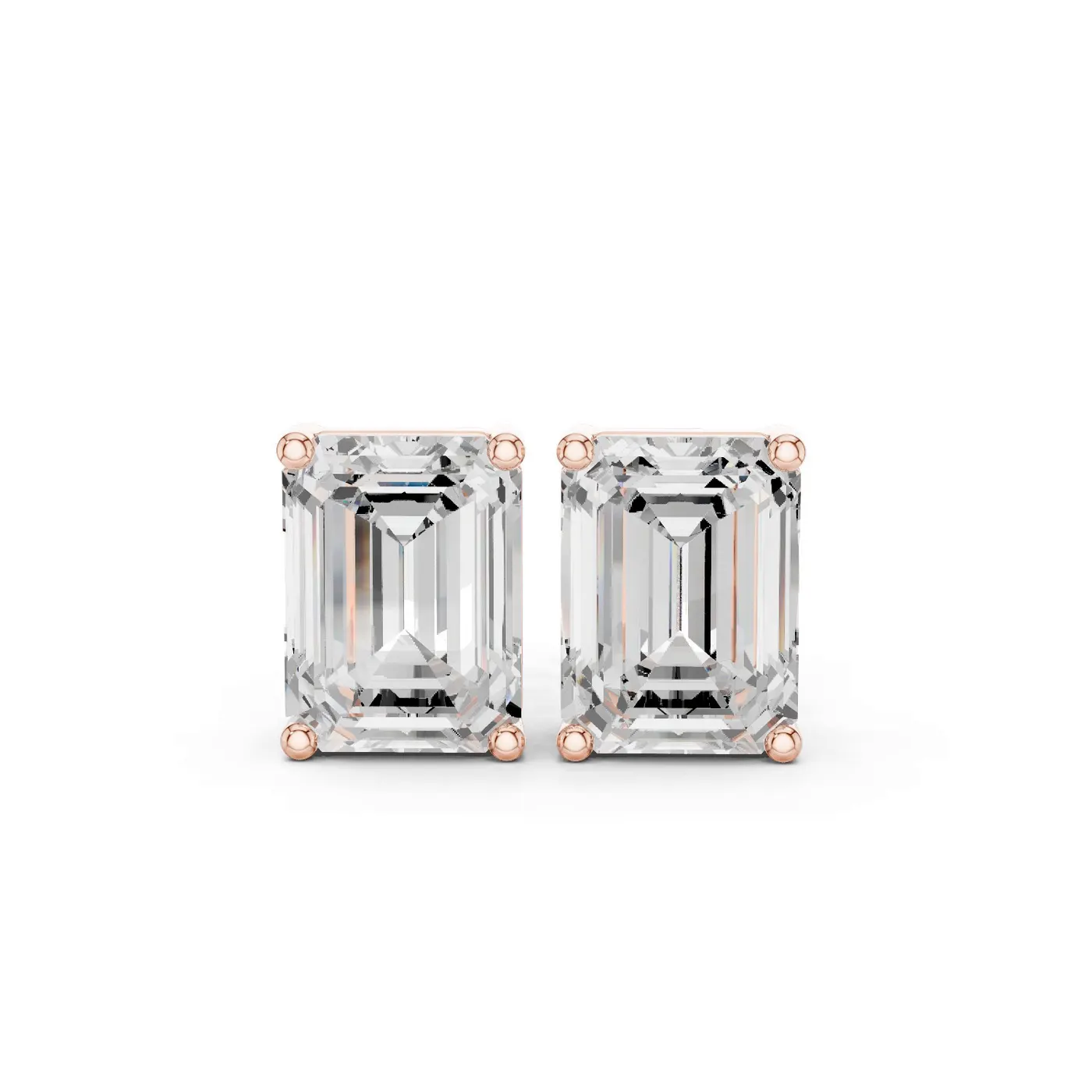 Boucles d'oreilles Puces Iris 1,50 ct en or rose 18 carats, diamant taille émeraude, vue 1