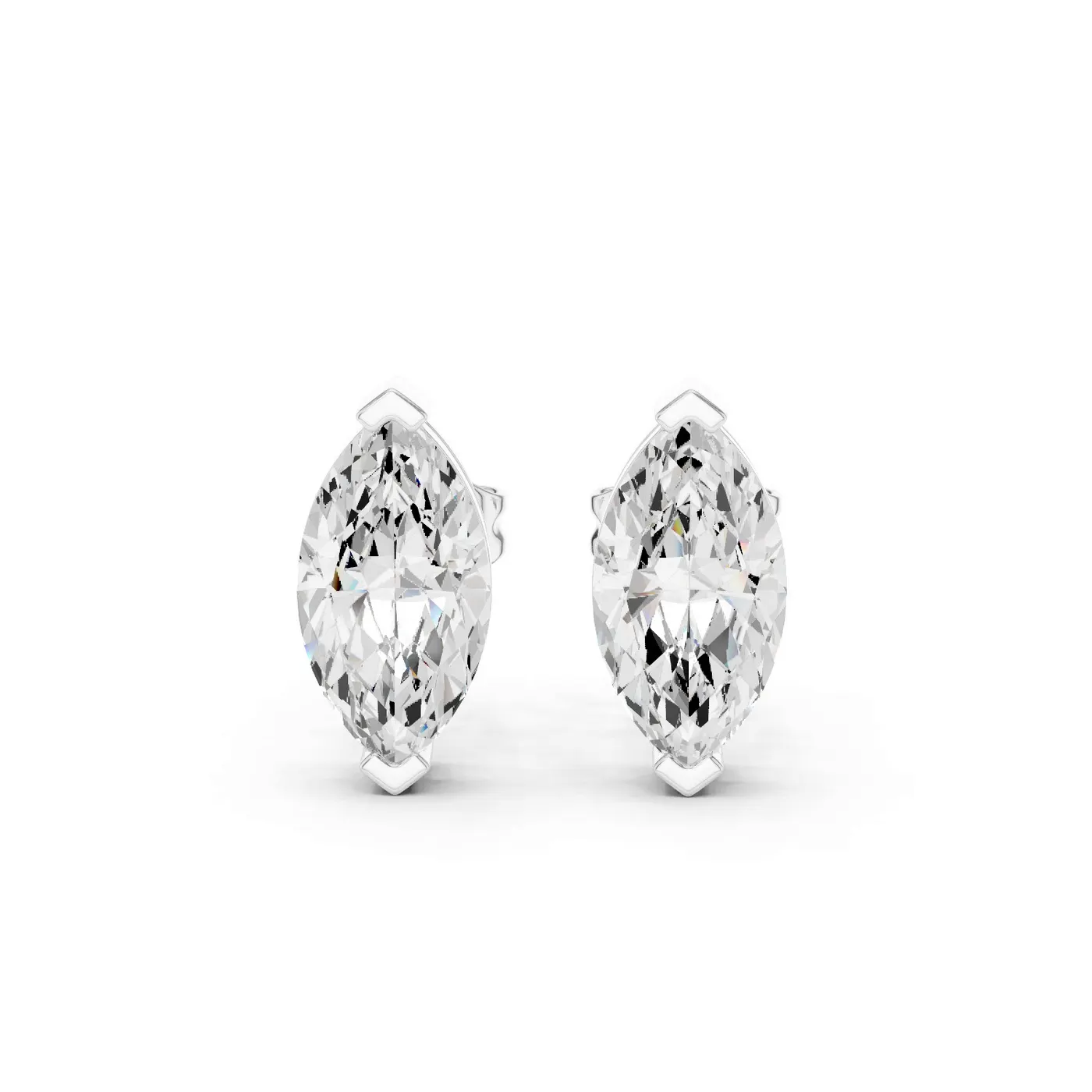 Boucles d'oreilles Puces Lys 0,75 ct en or blanc 18 carats, diamant marquise, vue 1