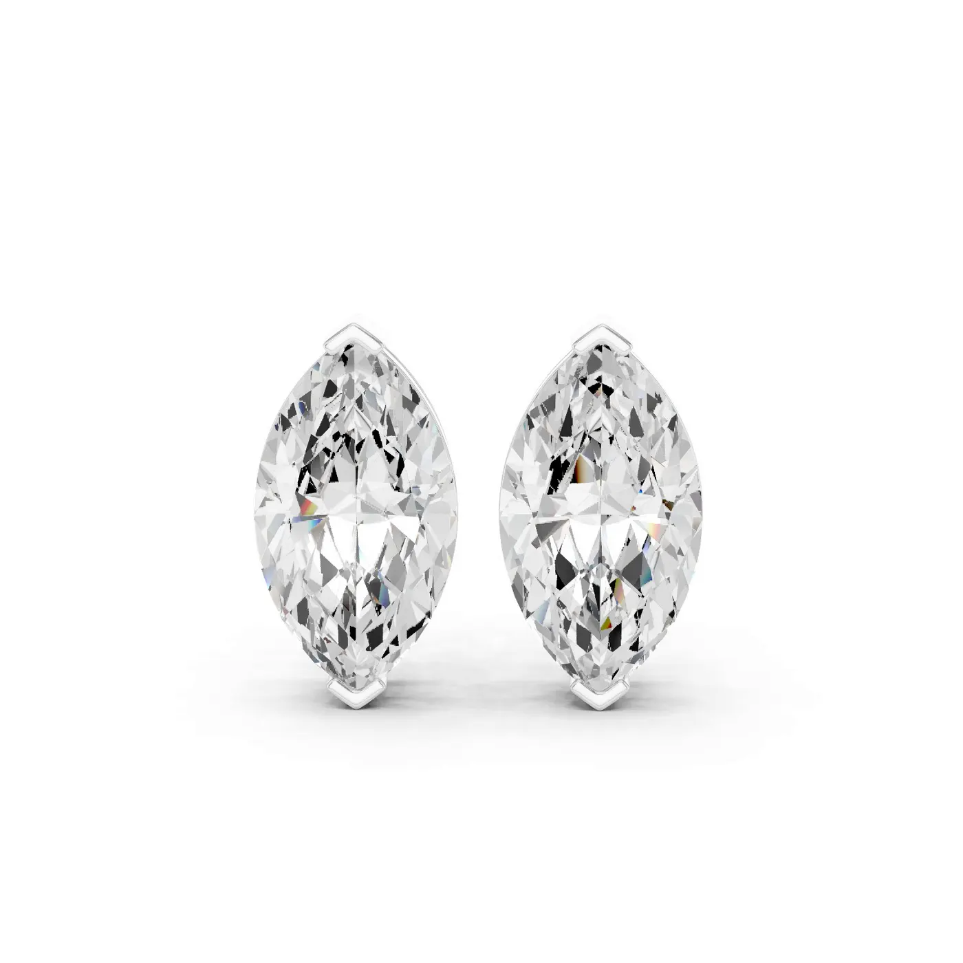 Boucles d'oreilles Puces Lys 1,50 ct en or blanc 18 carats, diamant marquise, vue 1