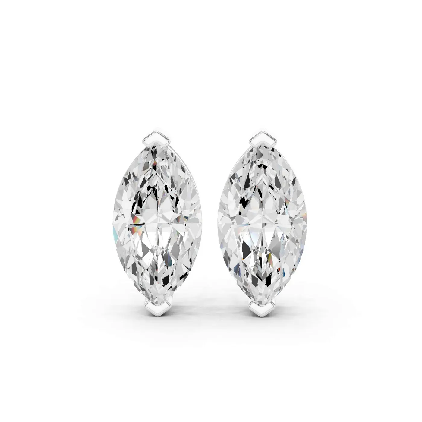 Boucles d'oreilles Puces Lys 1,75 ct en or blanc 18 carats, diamant marquise, vue 1