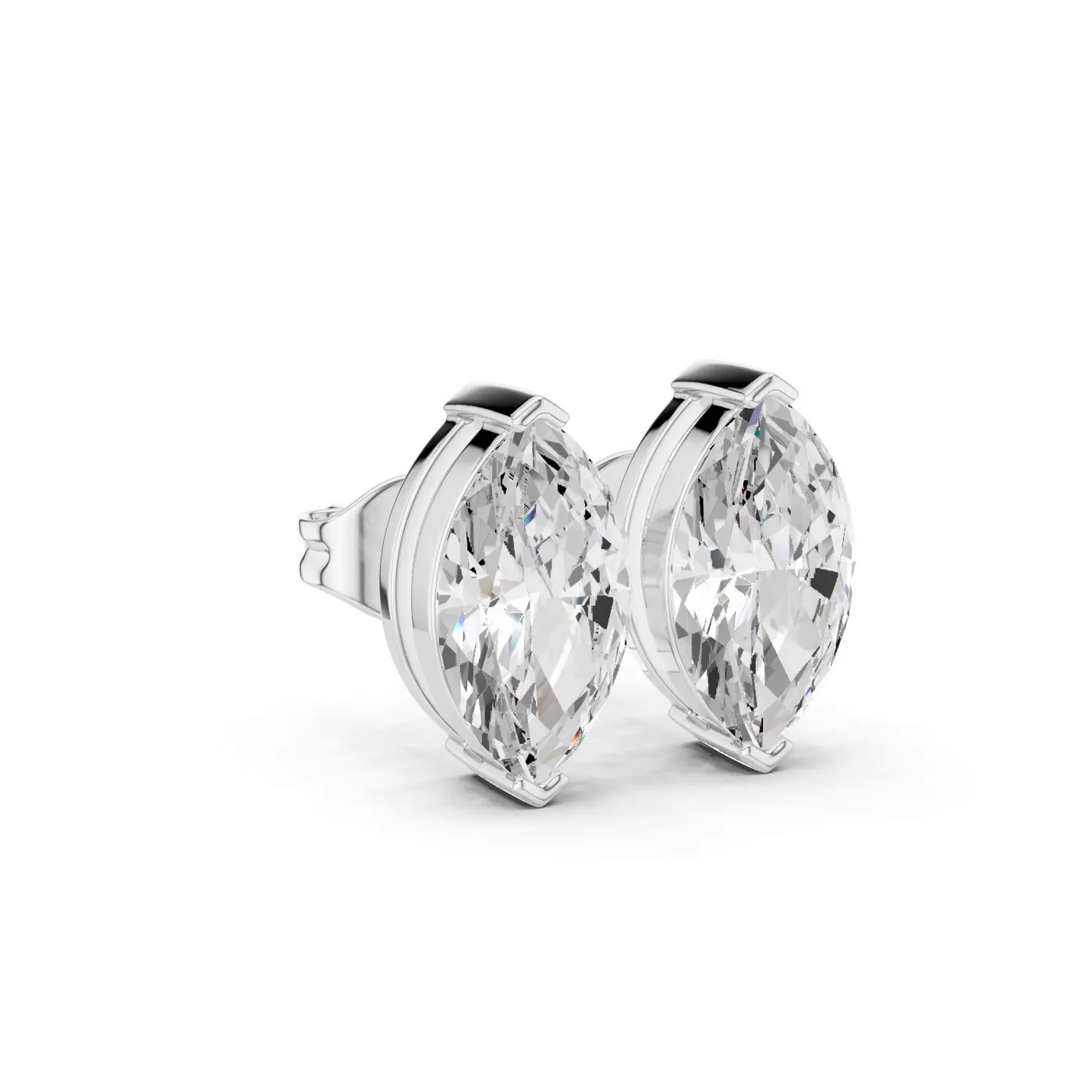 Boucles d'oreilles Puces Lys 2,75 ct en or blanc 18 carats, diamant marquise, vue 3
