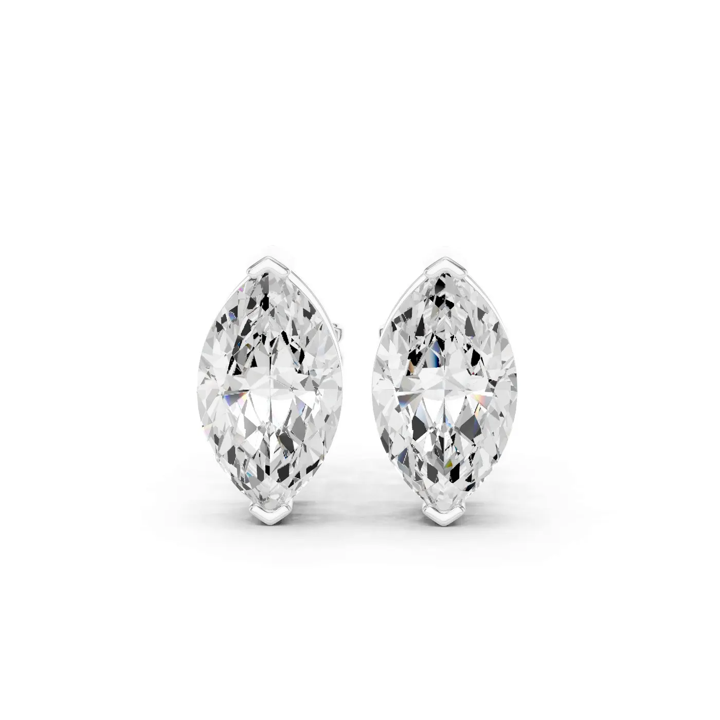 Boucles d'oreilles Puces Lys 3,00 ct en or blanc 18 carats, diamant marquise, vue 1