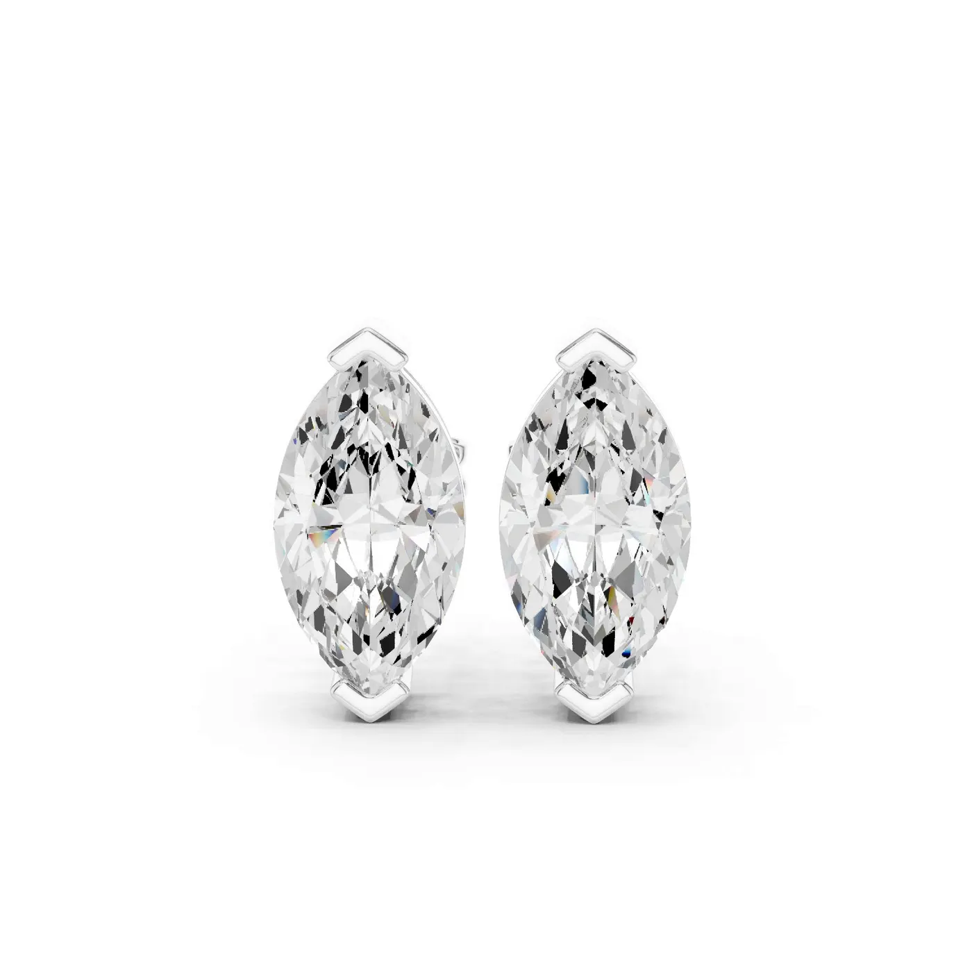 Boucles d'oreilles Puces Lys 3,25 ct en or blanc 18 carats, diamant marquise, vue 1