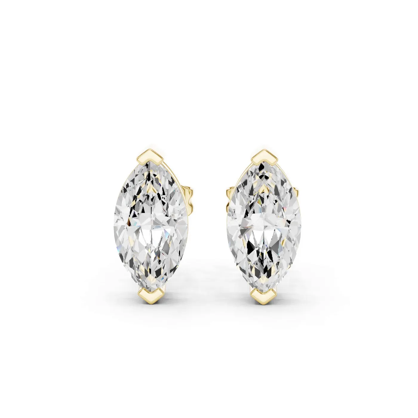 Boucles d'oreilles Puces Lys 0,50 ct en or jaune 18 carats, diamant marquise, vue 1