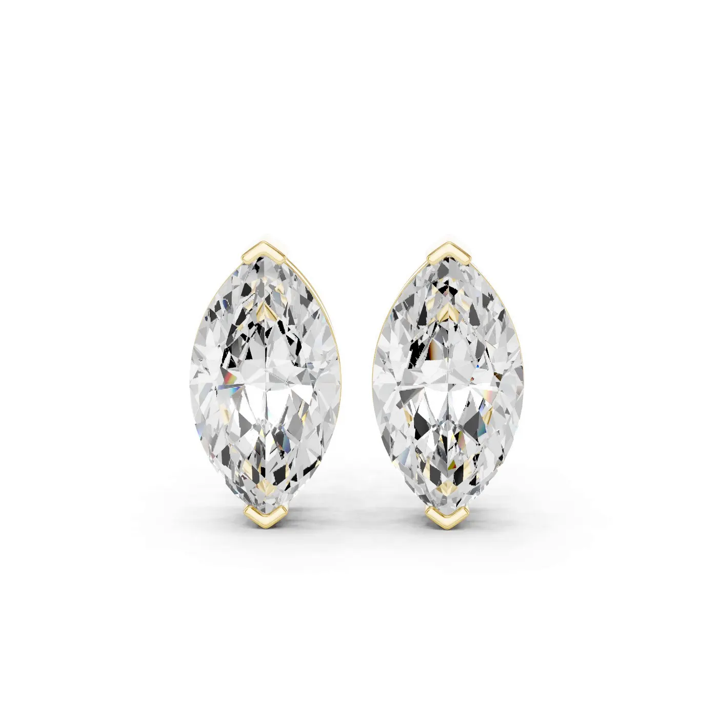 Boucles d'oreilles Puces Lys 1,00 ct en or jaune 18 carats, diamant marquise, vue 1