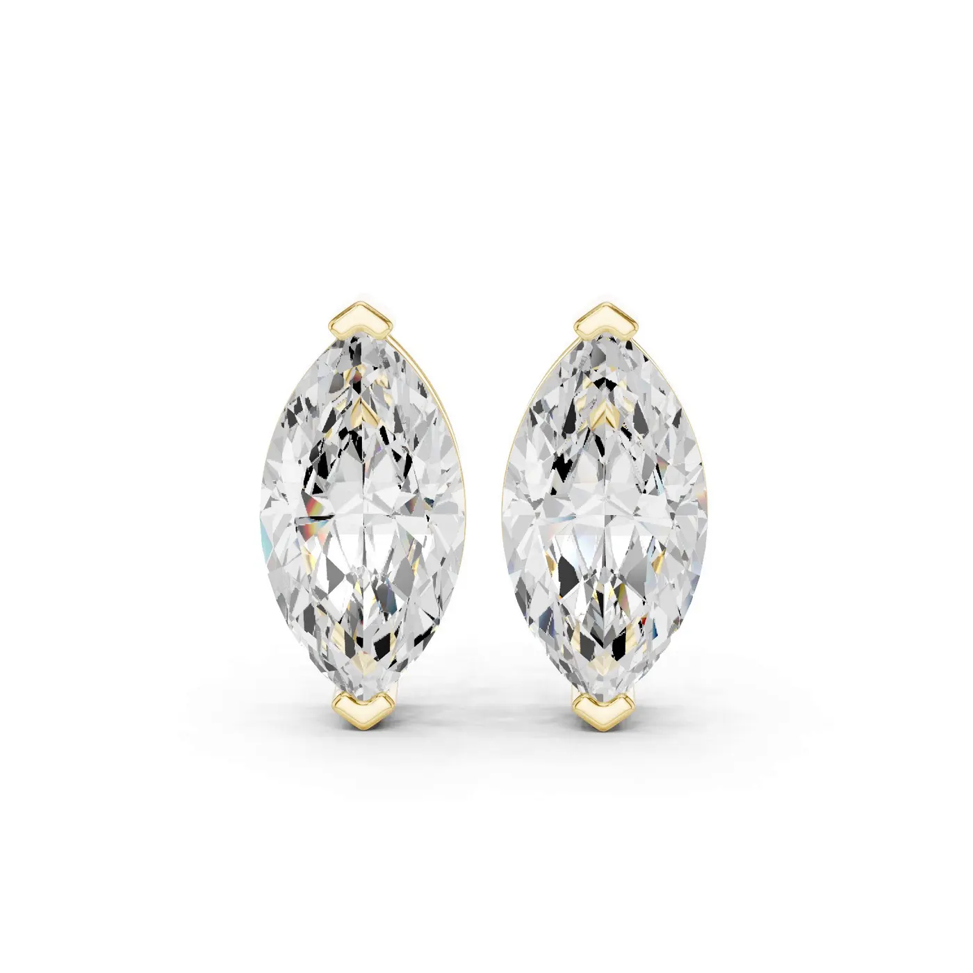 Boucles d'oreilles Puces Lys 2,25 ct en or jaune 18 carats, diamant marquise, vue 1