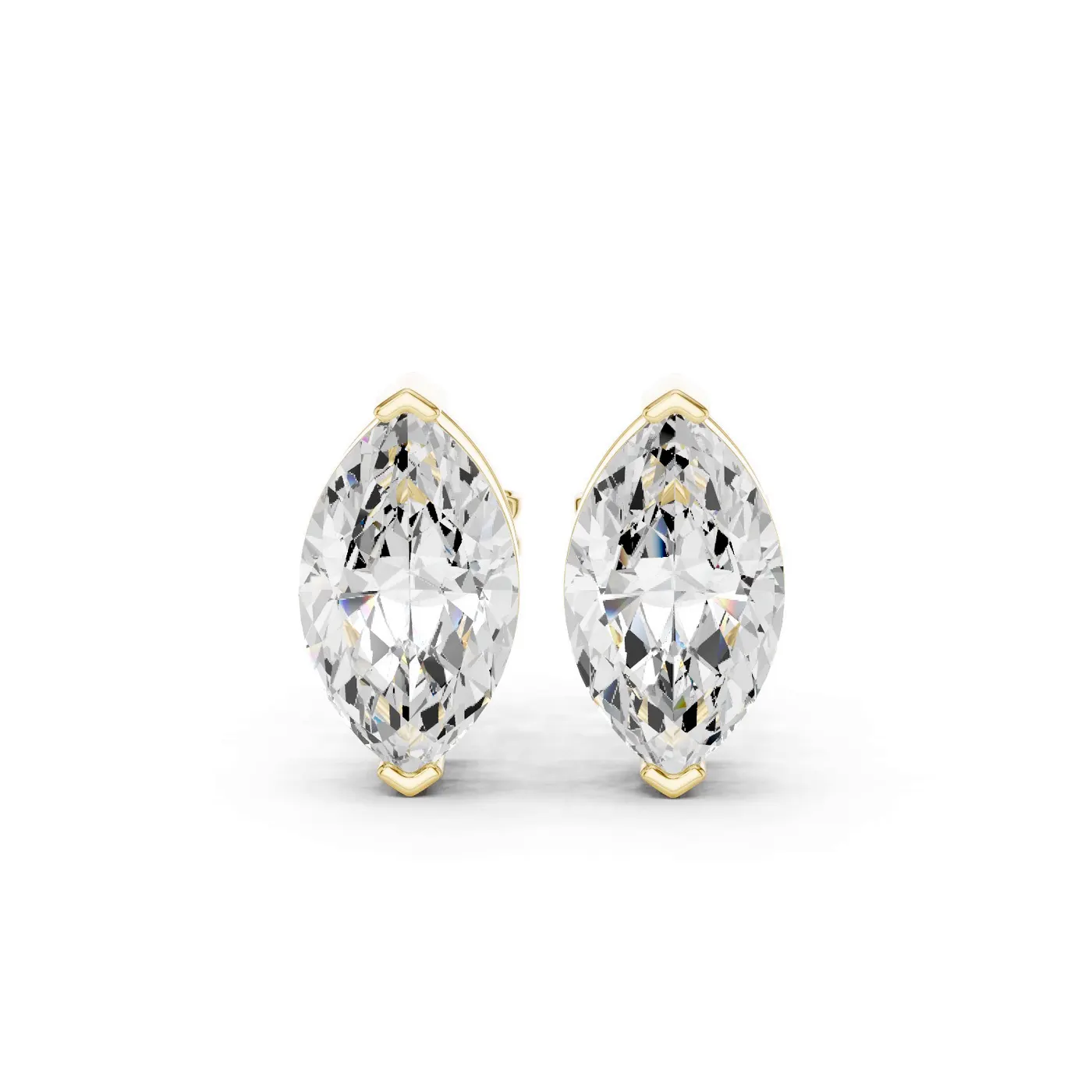 Boucles d'oreilles Puces Lys 2,50 ct en or jaune 18 carats, diamant marquise, vue 1