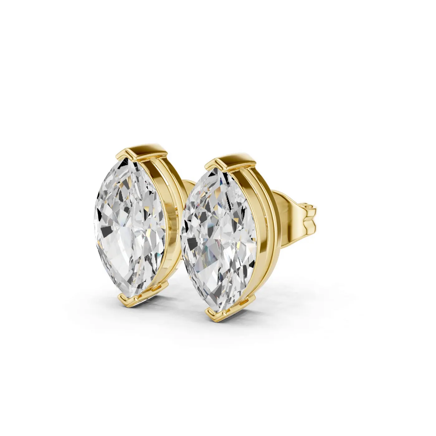 Boucles d'oreilles Puces Lys 2,75 ct en or jaune 18 carats, diamant marquise, vue 2