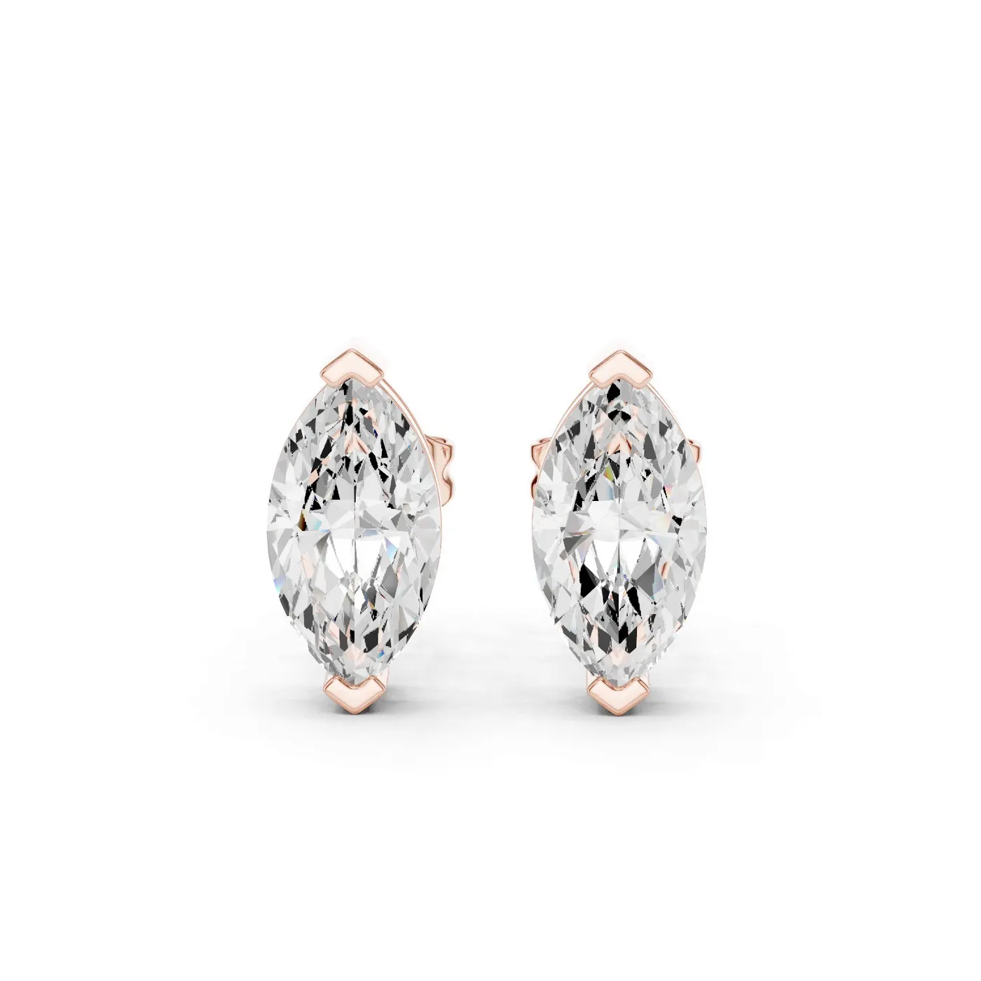 Boucles d'oreilles Puces Lys 0,50 ct en or rose 18 carats, diamant marquise, vue 1