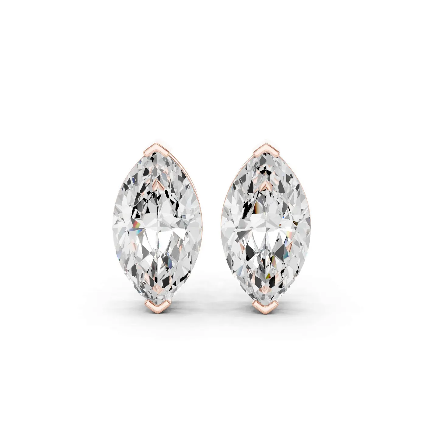 Boucles d'oreilles Puces Lys 1,50 ct en or rose 18 carats, diamant marquise, vue 1