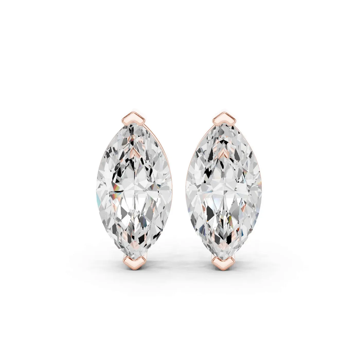 Boucles d'oreilles Puces Lys 2,00 ct en or rose 18 carats, diamant marquise, vue 1