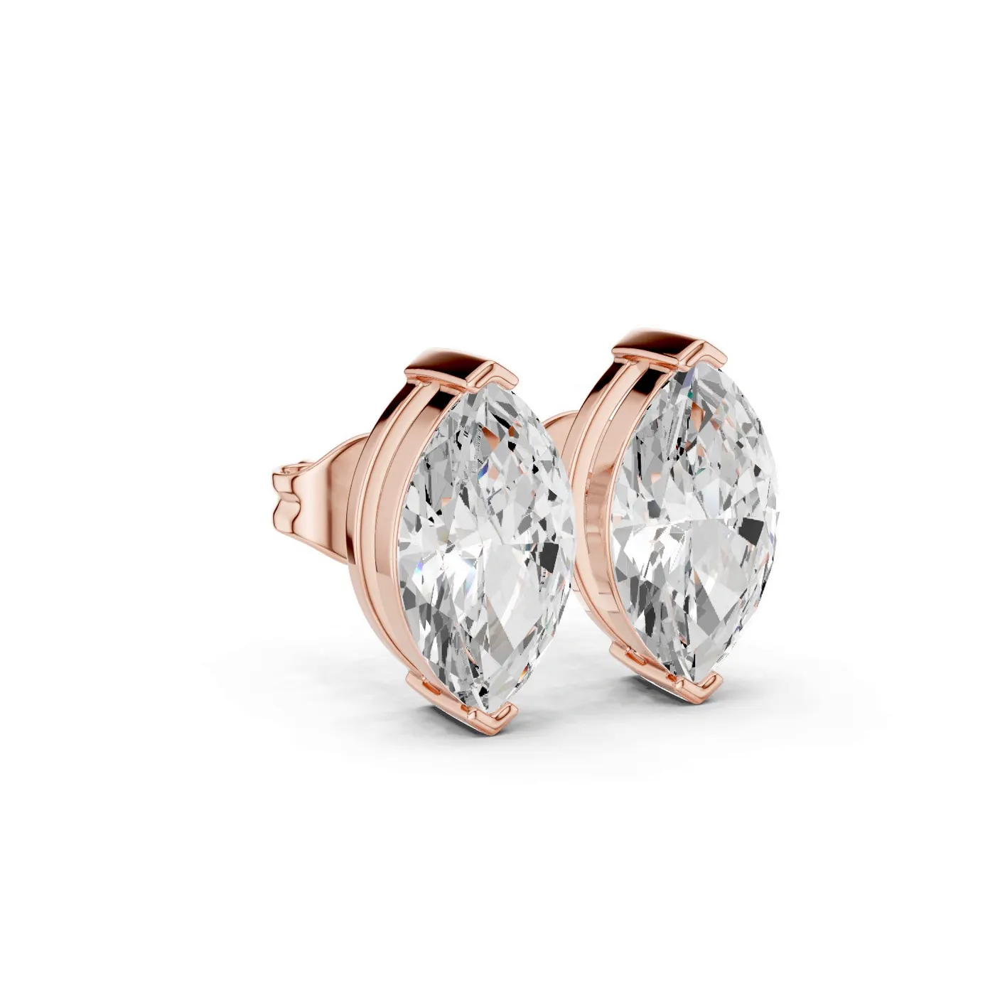 Boucles d'oreilles Puces Lys 2,75 ct en or rose 18 carats, diamant marquise, vue 3