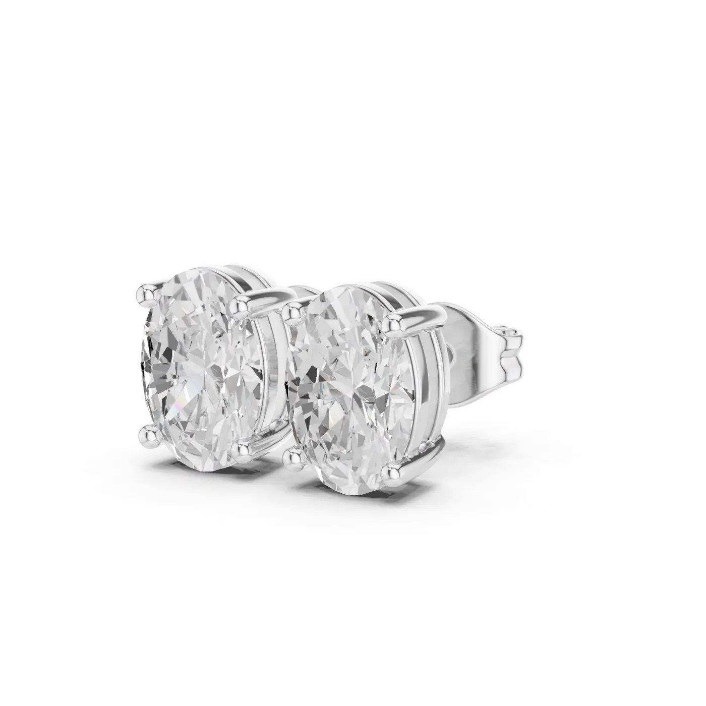 Boucles d'oreilles Puces Magnolia 0,50 ct en or blanc 18 carats, diamant ovale, vue 2