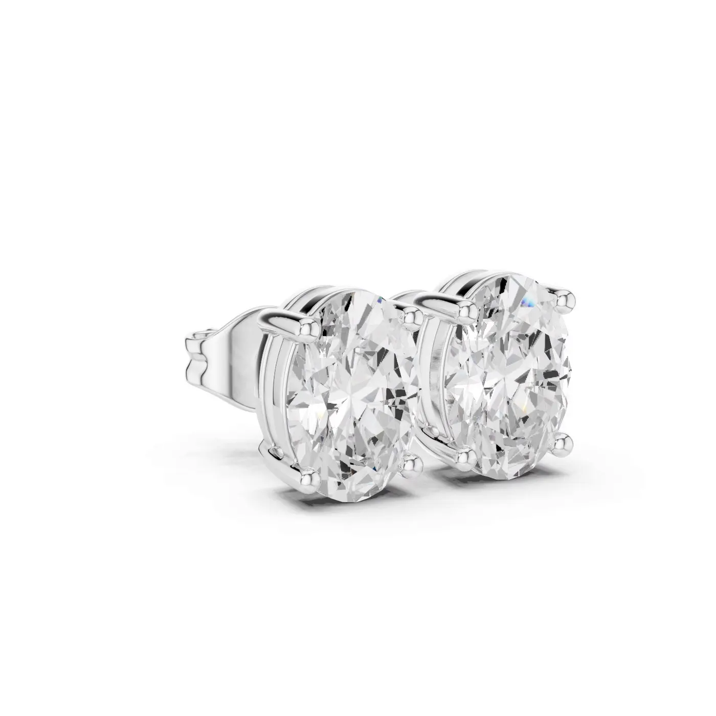 Boucles d'oreilles Puces Magnolia 0,50 ct en or blanc 18 carats, diamant ovale, vue 3