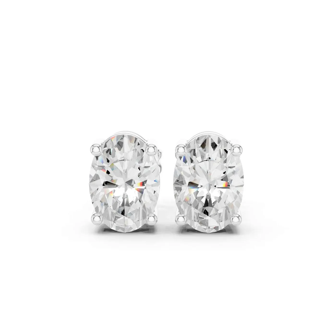 Boucles d'oreilles Puces Magnolia 0,75 ct en or blanc 18 carats, diamant ovale, vue 1