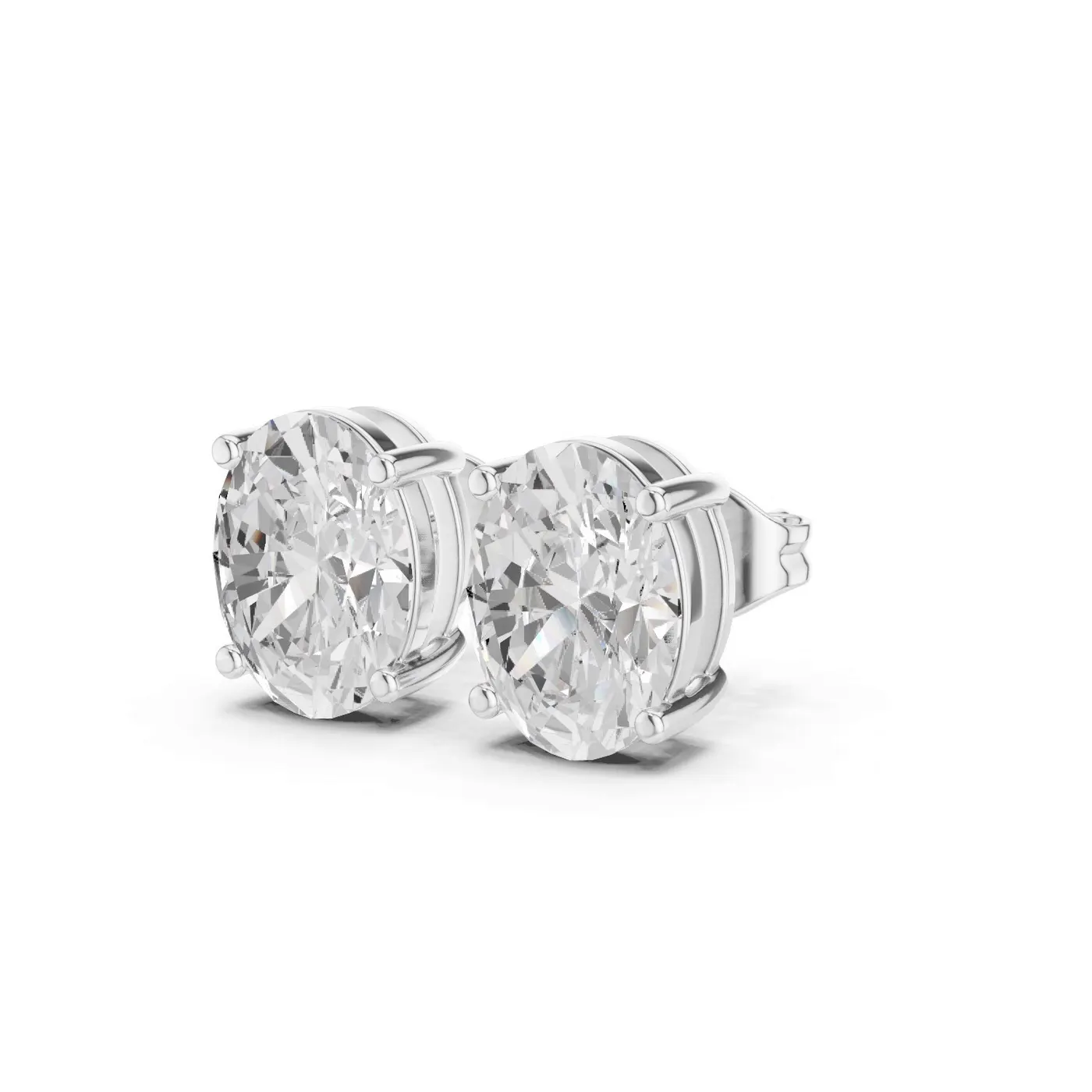 Boucles d'oreilles Puces Magnolia 1,50 ct en or blanc 18 carats, diamant ovale, vue 2