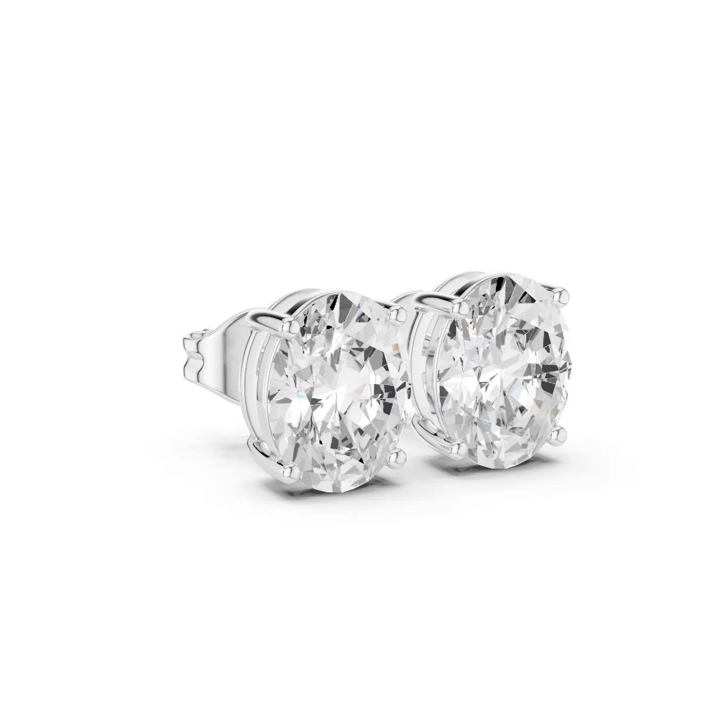 Boucles d'oreilles Puces Magnolia 1,75 ct en or blanc 18 carats, diamant ovale, vue 3