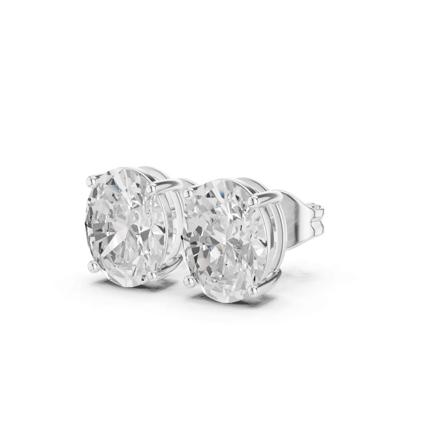 Boucles d'oreilles Puces Magnolia 2,00 ct en or blanc 18 carats, diamant ovale, vue 2