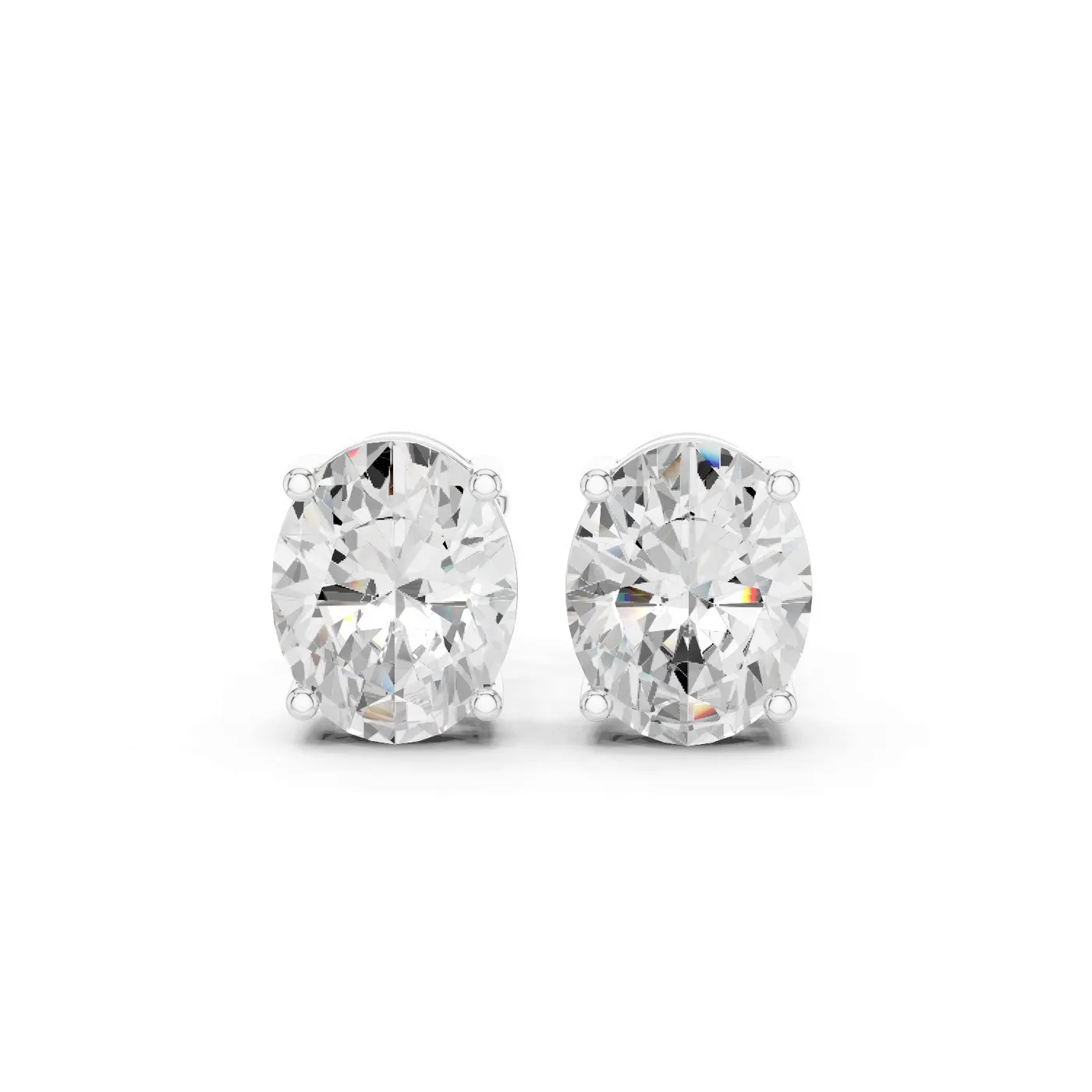 Boucles d'oreilles Puces Magnolia 2,25 ct en or blanc 18 carats, diamant ovale, vue 1