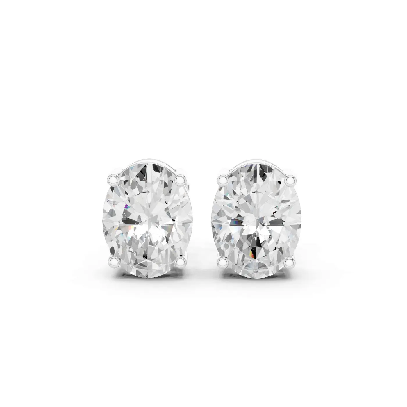 Boucles d'oreilles Puces Magnolia 2,75 ct en or blanc 18 carats, diamant ovale, vue 1