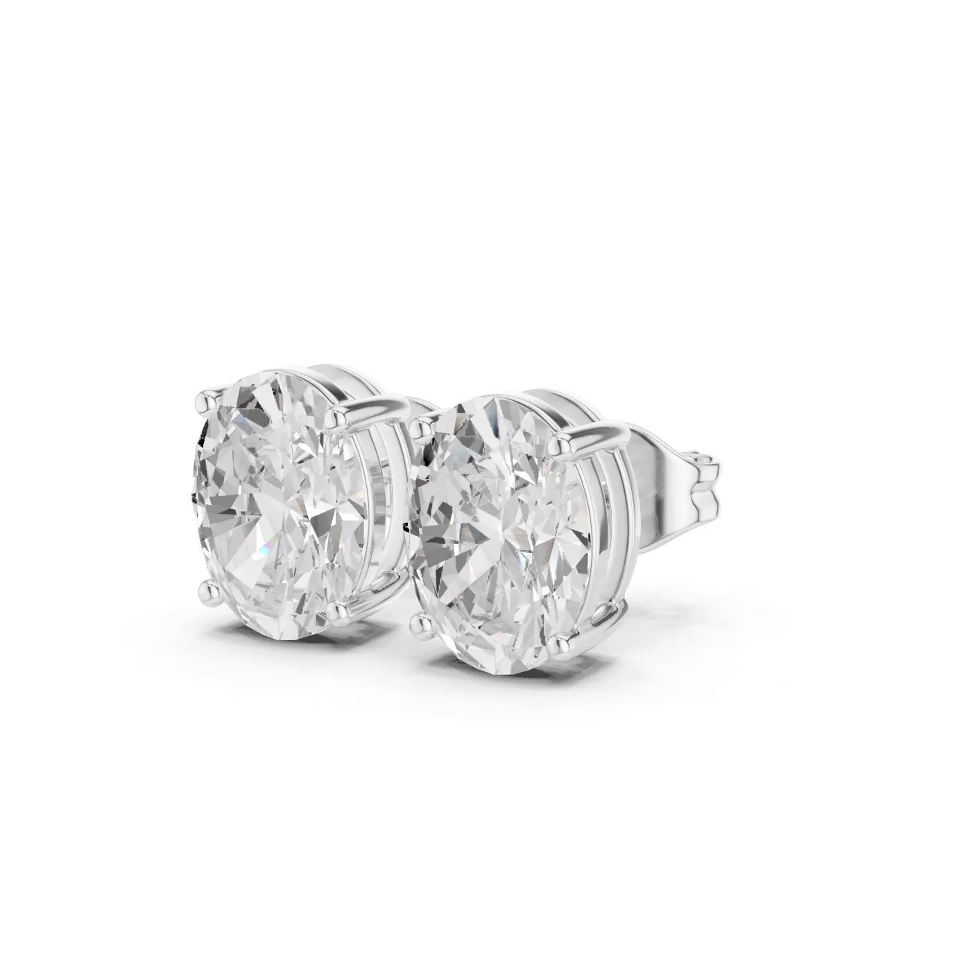 Boucles d'oreilles Puces Magnolia 2,75 ct en or blanc 18 carats, diamant ovale, vue 2