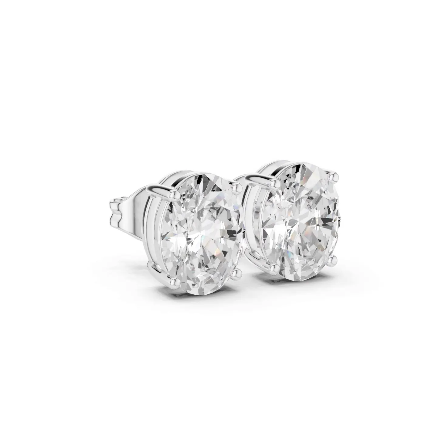 Boucles d'oreilles Puces Magnolia 2,75 ct en or blanc 18 carats, diamant ovale, vue 3