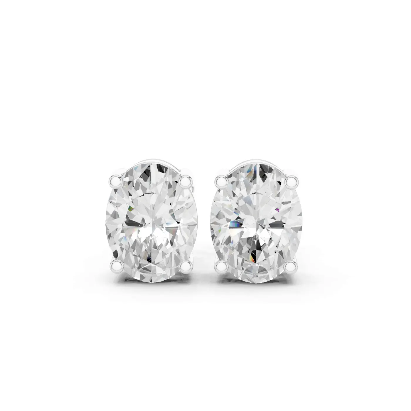 Boucles d'oreilles Puces Magnolia 3,25 ct en or blanc 18 carats, diamant ovale, vue 1