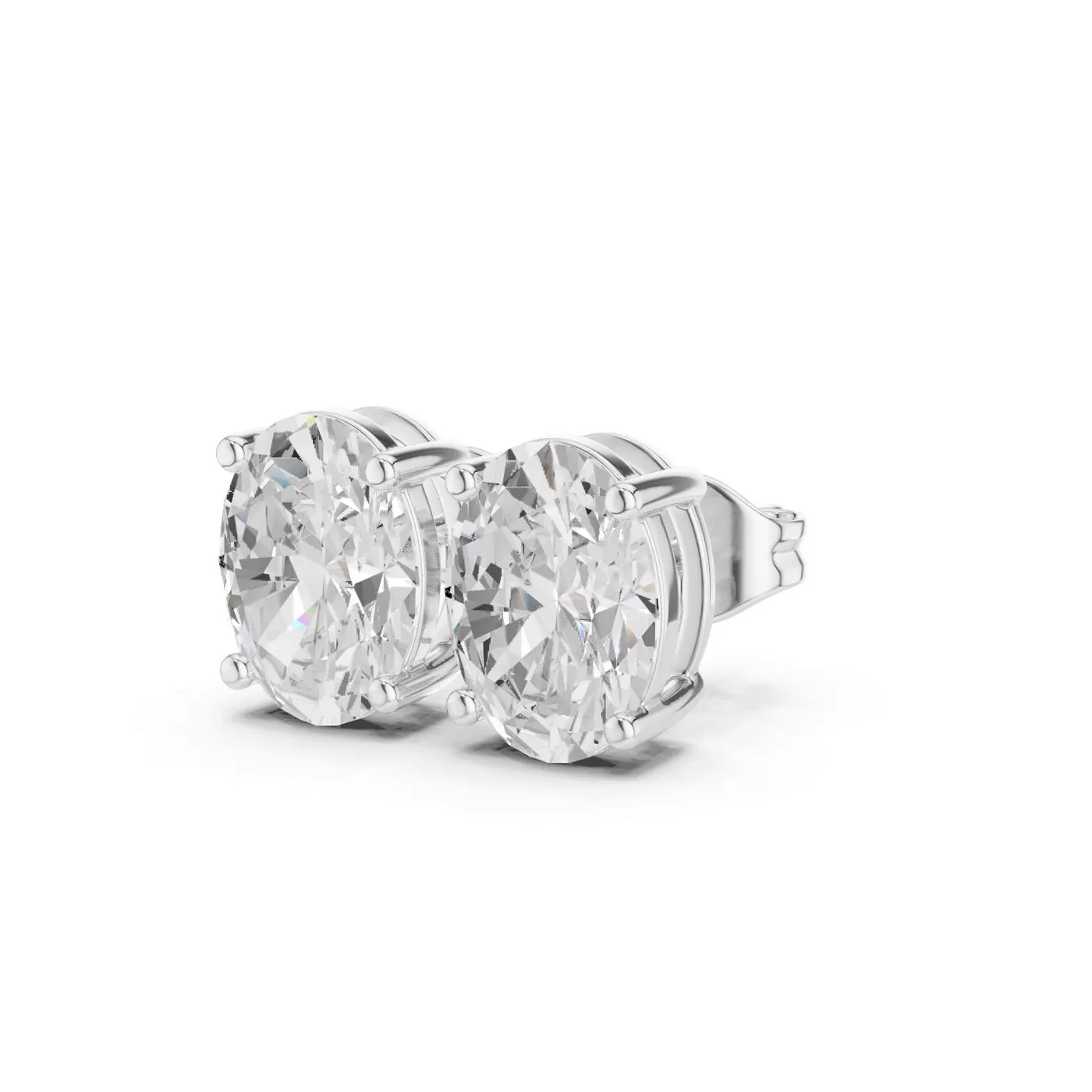 Boucles d'oreilles Puces Magnolia 3,50 ct en or blanc 18 carats, diamant ovale, vue 2