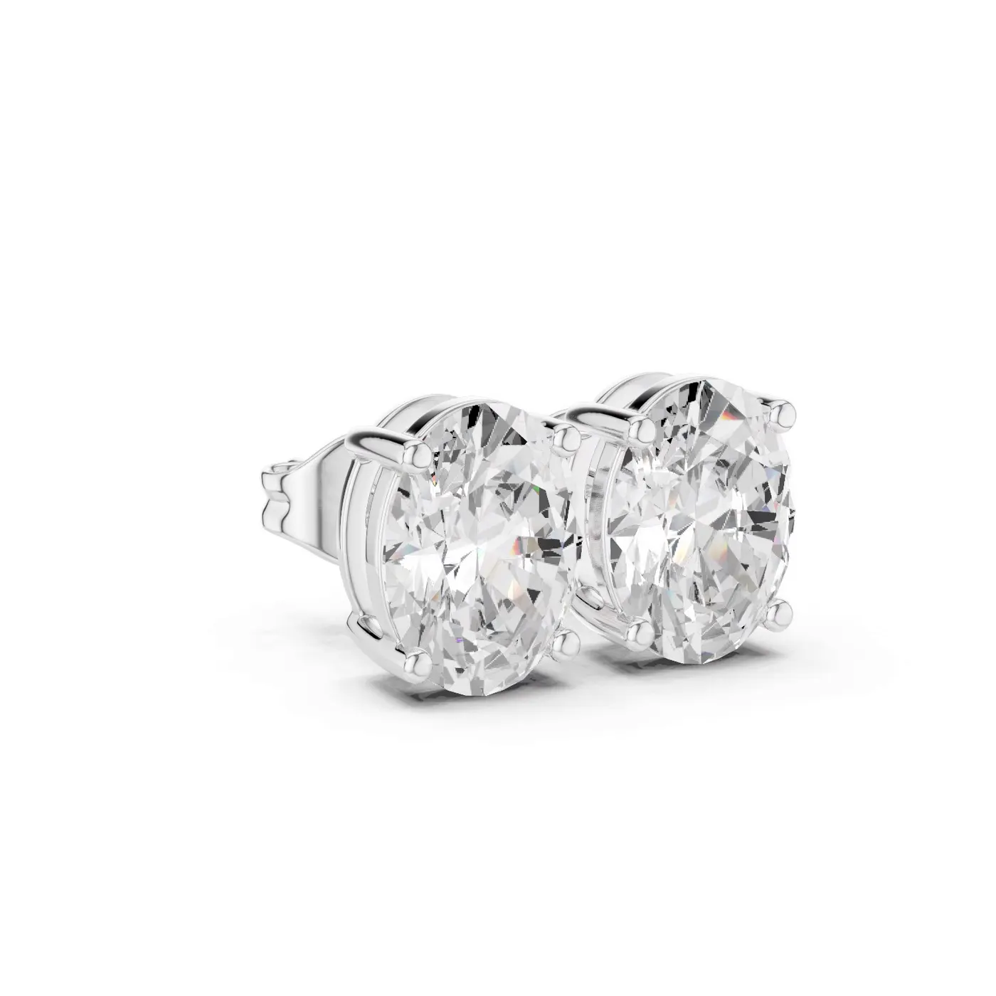 Boucles d'oreilles Puces Magnolia 3,50 ct en or blanc 18 carats, diamant ovale, vue 3