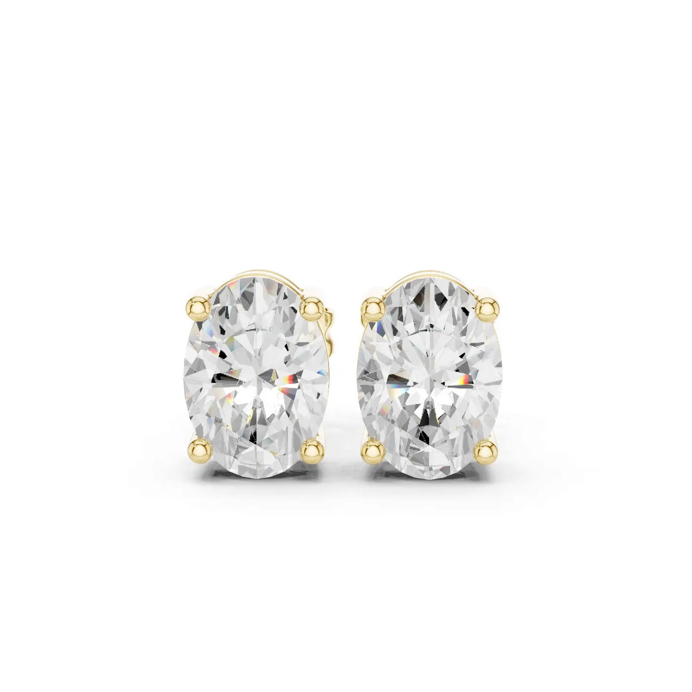 Boucles d'oreilles Puces Magnolia 0,75 ct en or jaune 18 carats, diamant ovale, vue 1