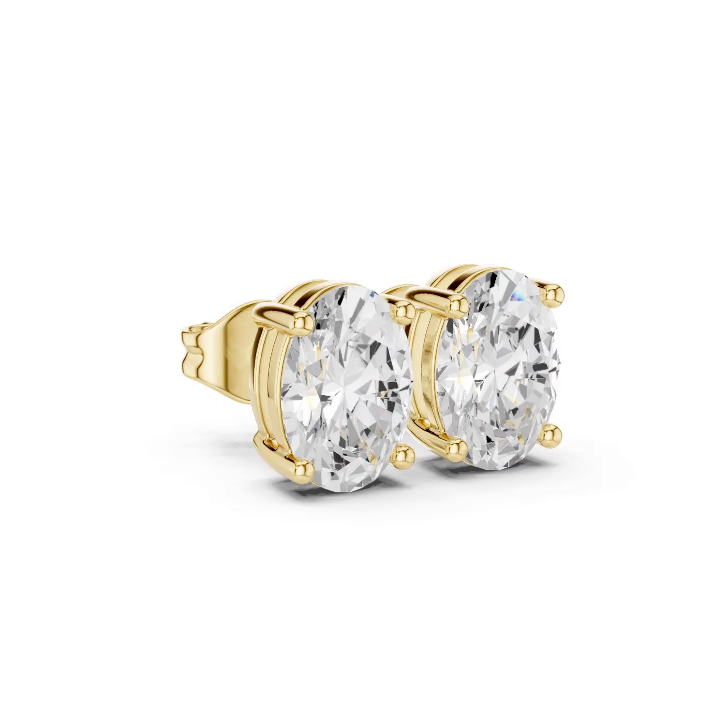 Boucles d'oreilles Puces Magnolia 0,75 ct en or jaune 18 carats, diamant ovale, vue 3