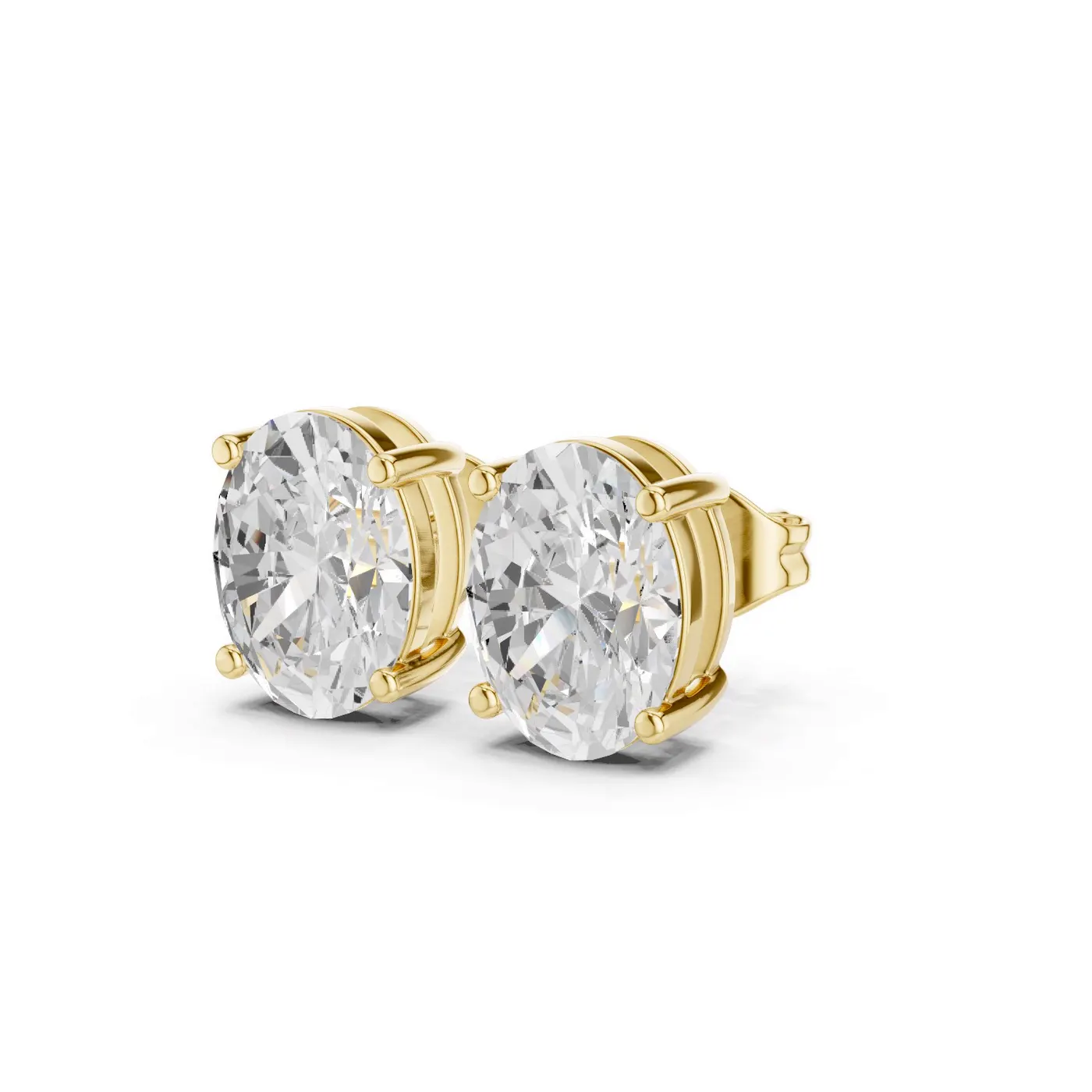 Boucles d'oreilles Puces Magnolia 1,50 ct en or jaune 18 carats, diamant ovale, vue 2