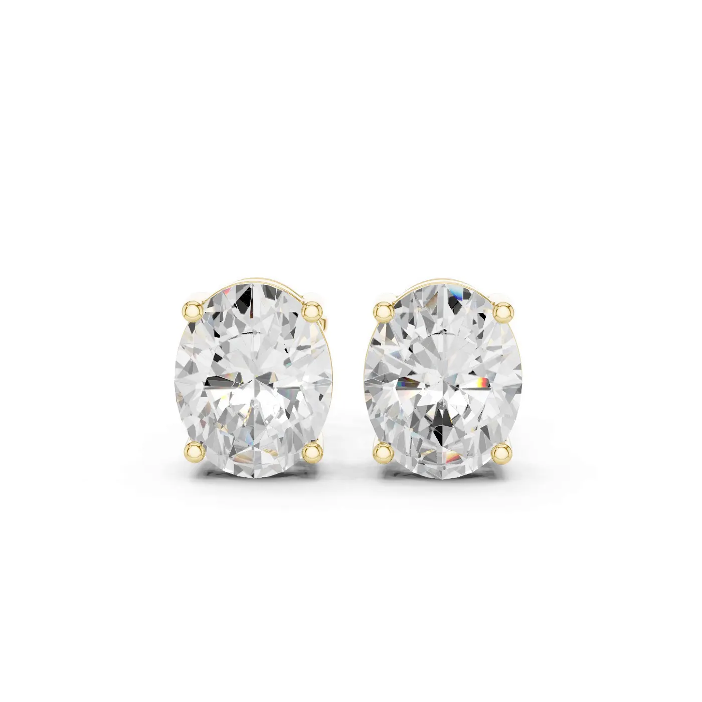 Boucles d'oreilles Puces Magnolia 2,00 ct en or jaune 18 carats, diamant ovale, vue 1