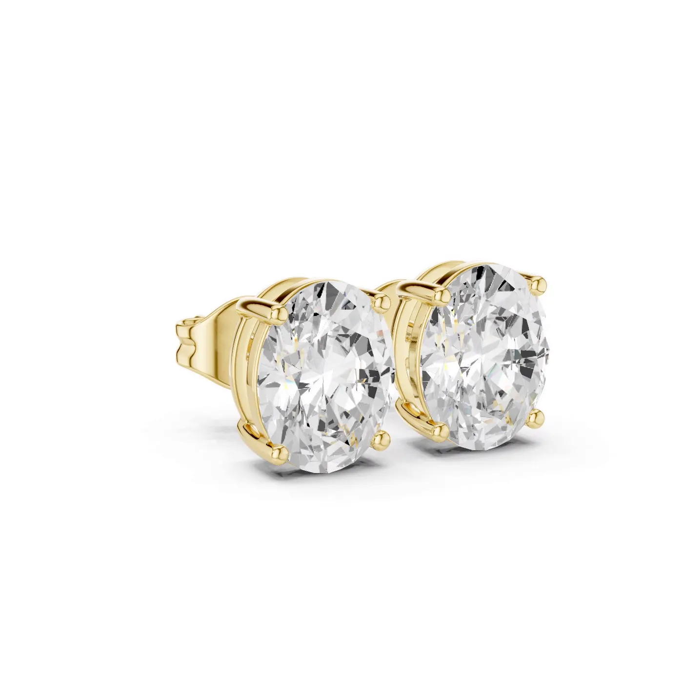 Boucles d'oreilles Puces Magnolia 2,25 ct en or jaune 18 carats, diamant ovale, vue 3