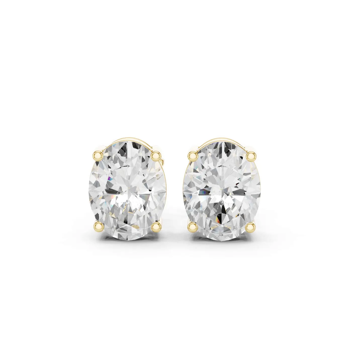 Boucles d'oreilles Puces Magnolia 2,50 ct en or jaune 18 carats, diamant ovale, vue 1