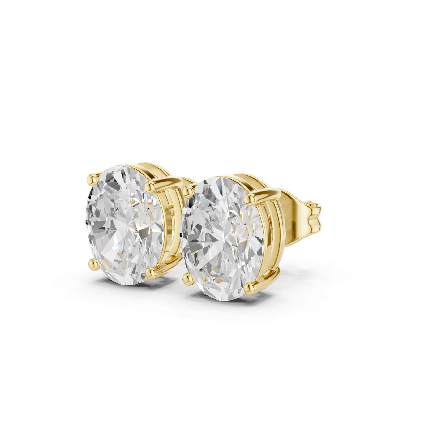 Boucles d'oreilles Puces Magnolia 2,50 ct en or jaune 18 carats, diamant ovale, vue 2