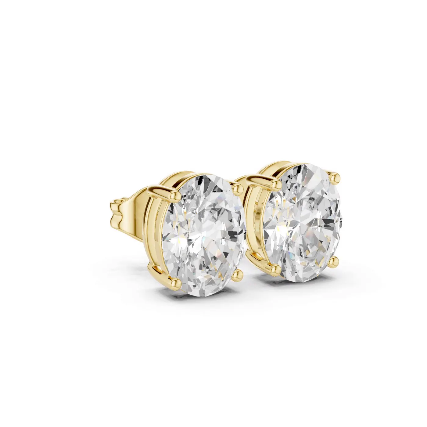 Boucles d'oreilles Puces Magnolia 3,00 ct en or jaune 18 carats, diamant ovale, vue 3