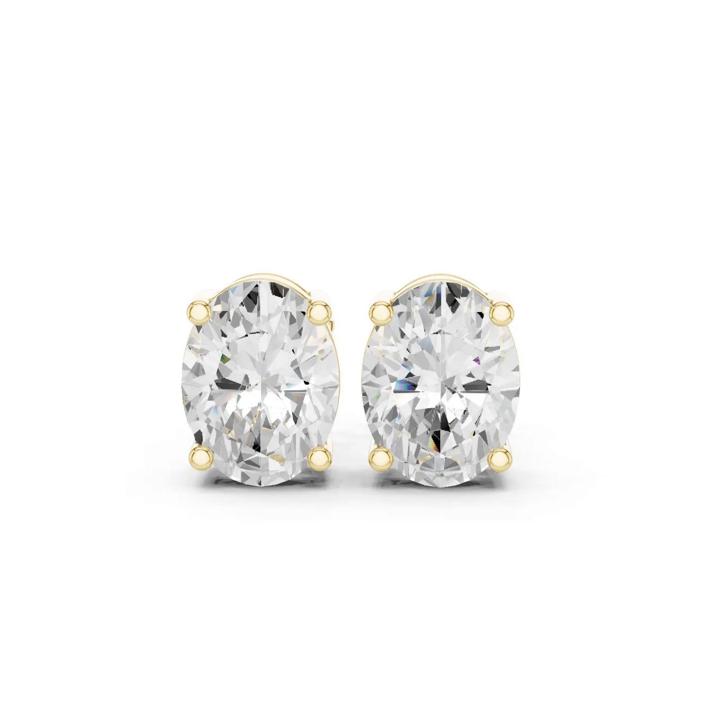 Boucles d'oreilles Puces Magnolia 3,25 ct en or jaune 18 carats, diamant ovale, vue 1
