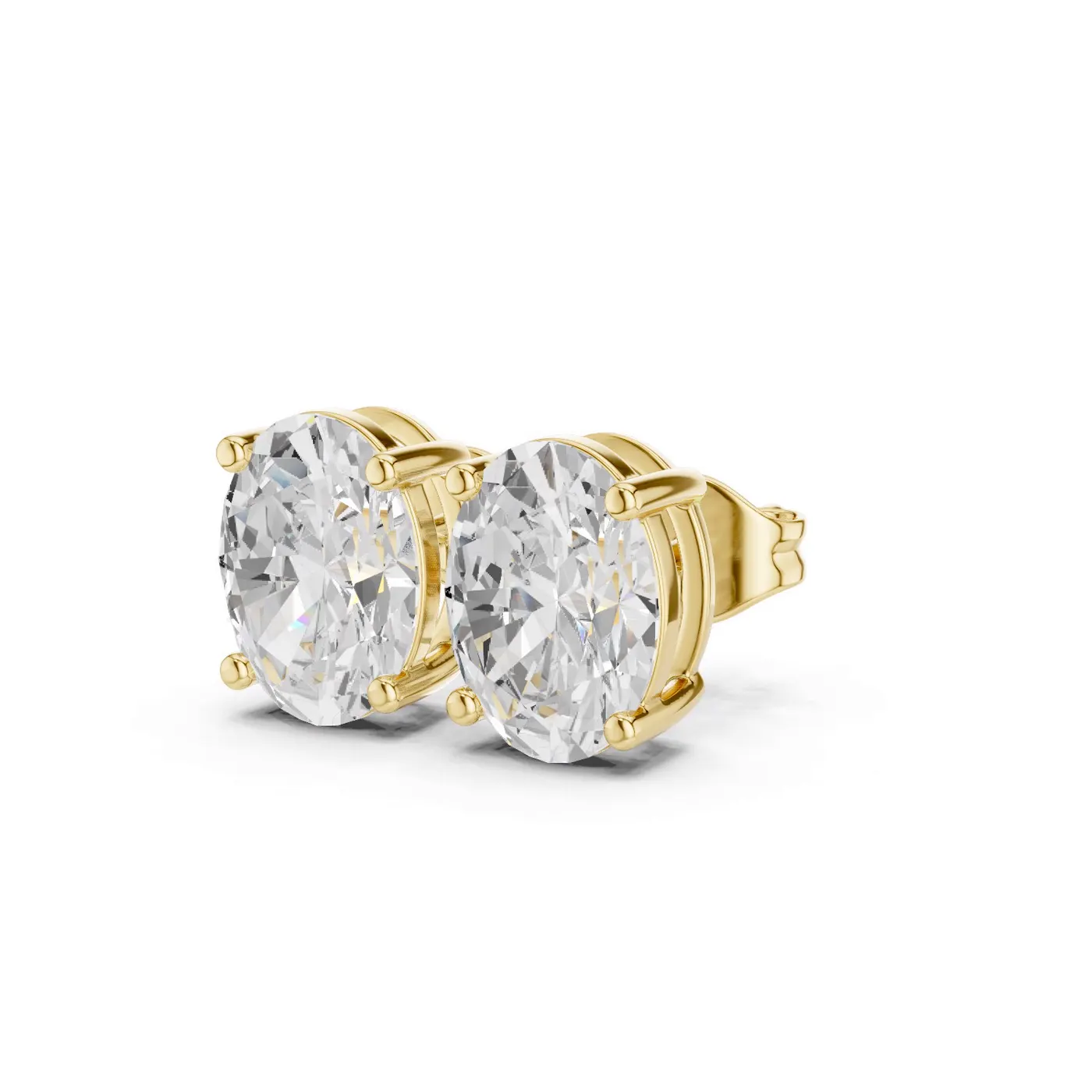 Boucles d'oreilles Puces Magnolia 3,50 ct en or jaune 18 carats, diamant ovale, vue 2