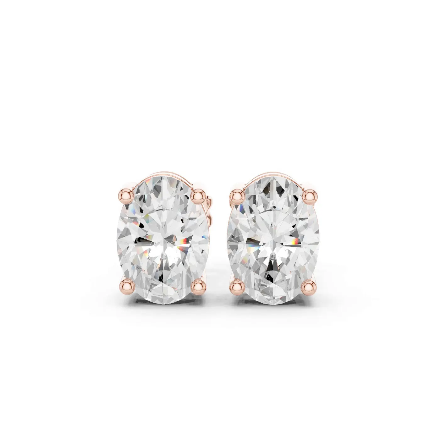 Boucles d'oreilles Puces Magnolia 0,50 ct en or rose 18 carats, diamant ovale, vue 1