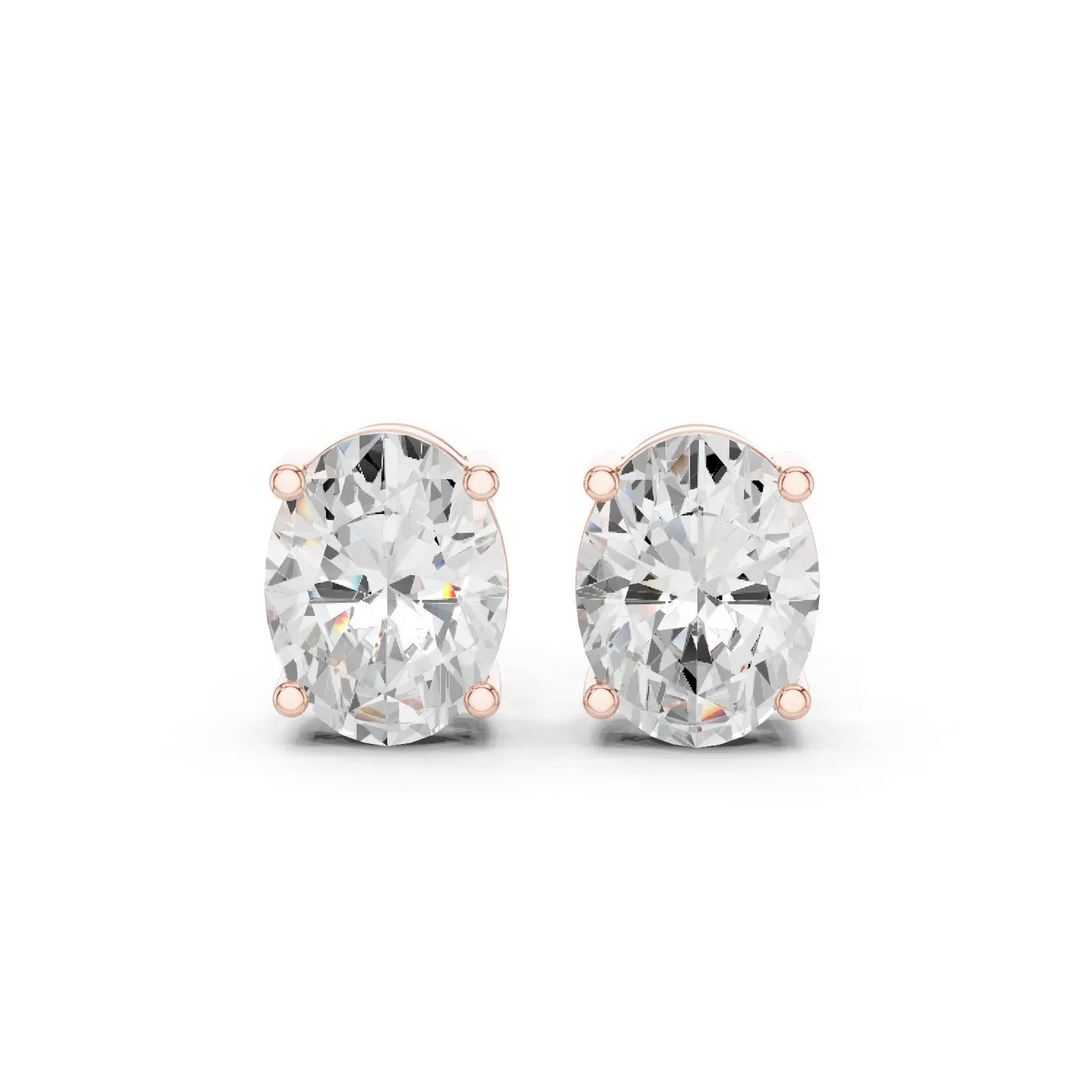 Boucles d'oreilles Puces Magnolia 1,25 ct en or rose 18 carats, diamant ovale, vue 1
