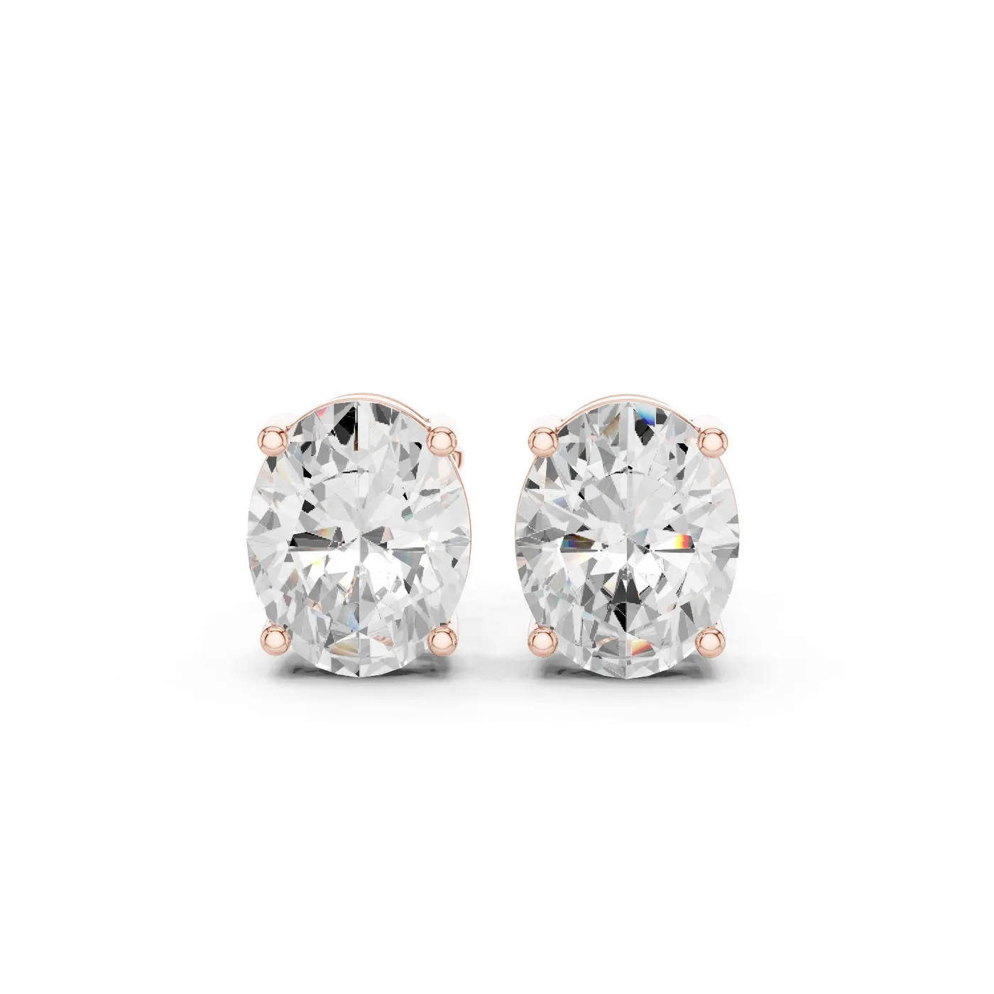 Boucles d'oreilles Puces Magnolia 2,25 ct en or rose 18 carats, diamant ovale, vue 1