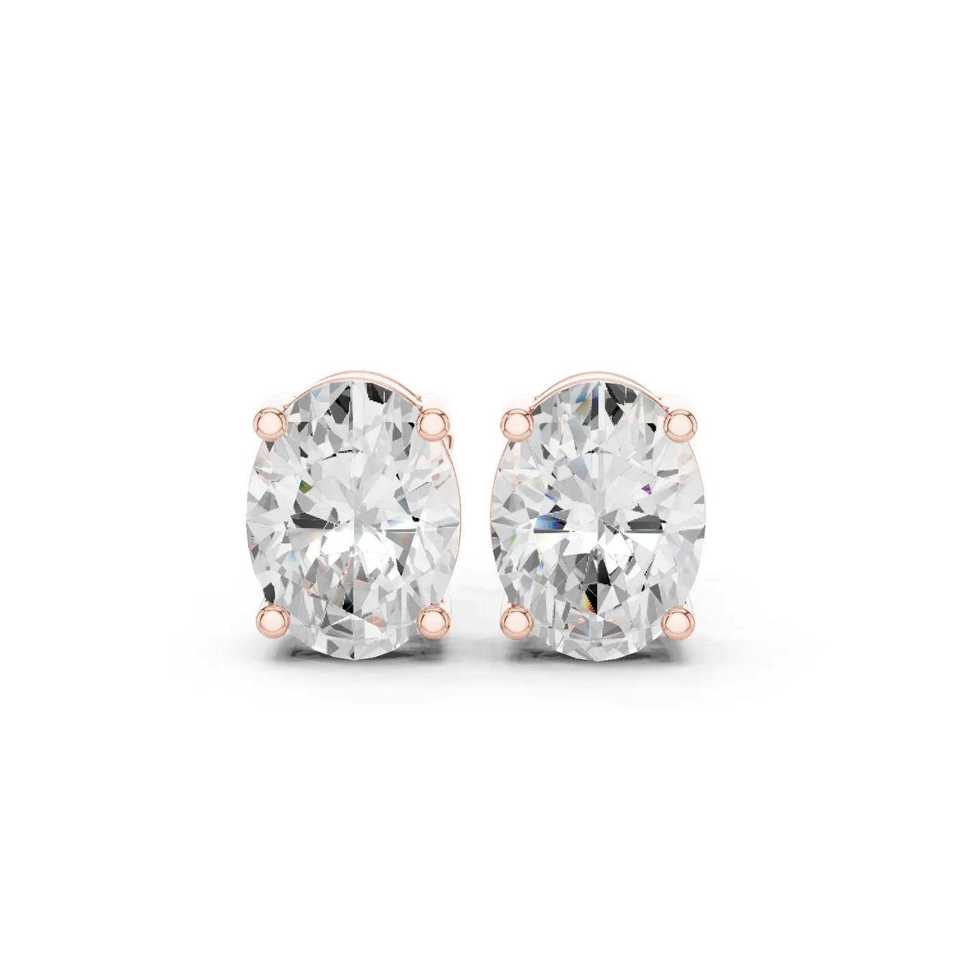 Boucles d'oreilles Puces Magnolia 3,50 ct en or rose 18 carats, diamant ovale, vue 1