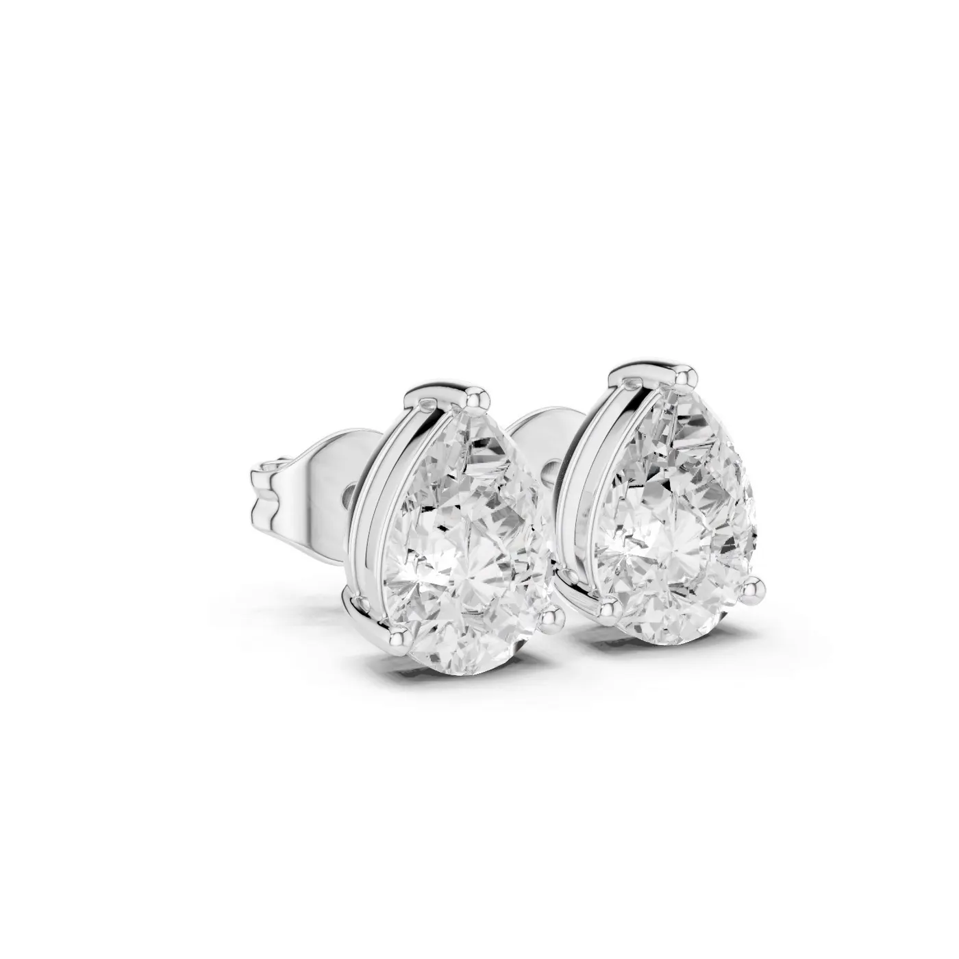 Boucles d'oreilles Puces Dahlia 0,50 ct en or blanc 18 carats, diamant poire, vue 3